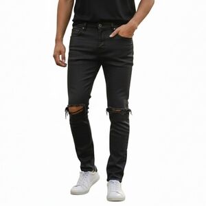 Cult of Individuality Jeans Women Size 31 34X29 Black Skinny Waxed Coated Moto